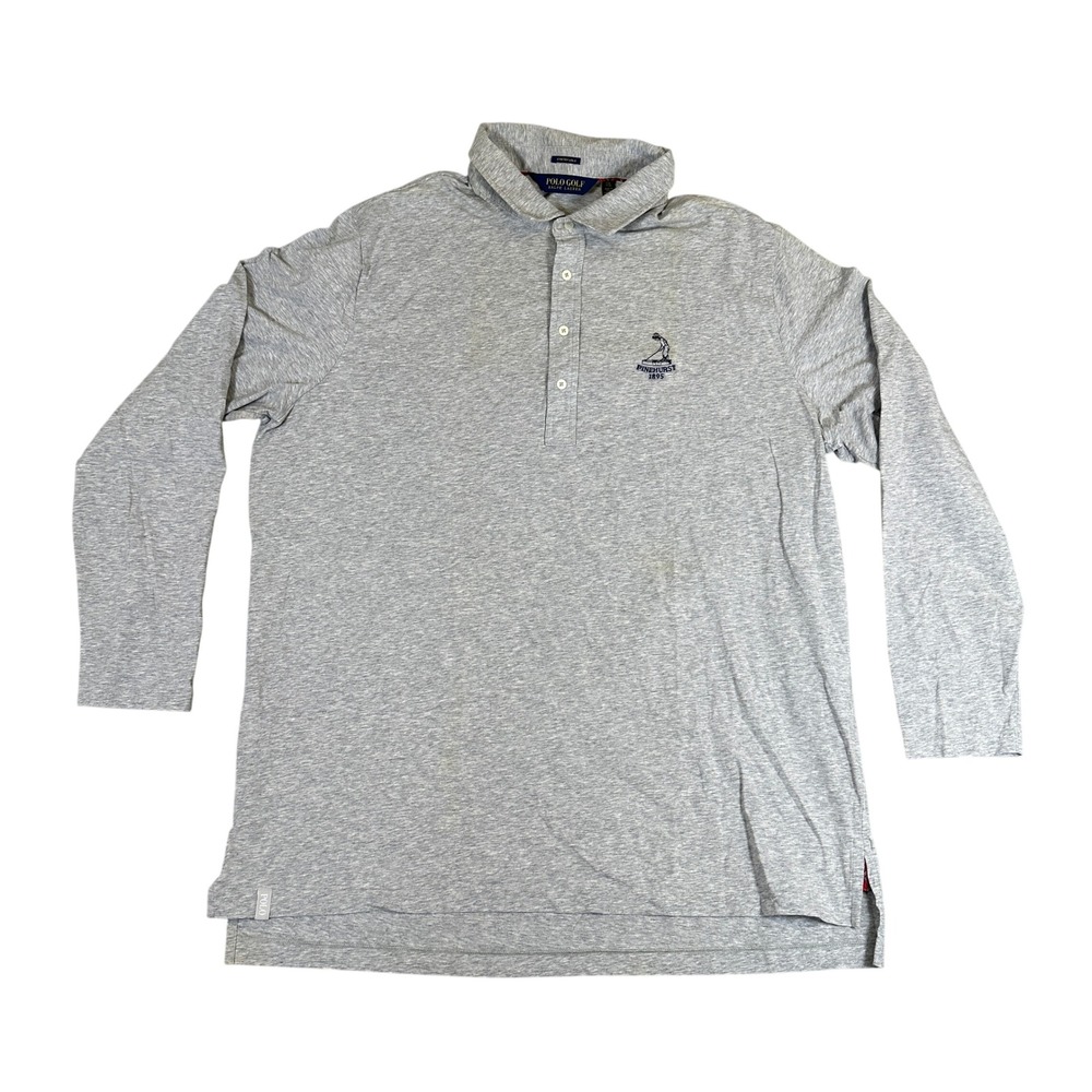 Polo Golf Ralph Lauren Mens XXL Gray Pinehurst 1895 Long Sleeve Stretch Polo